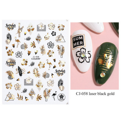 3D Nyári Virágok Körömlakk Matricák Geometrikus Kék Levelek Százszorszép Design Matricák Virágzó Sakura Dekoráció Barkács pakolások CHF844-853