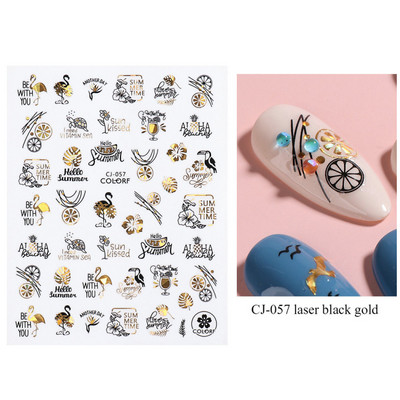 3D Nyári Virágok Körömlakk Matricák Geometrikus Kék Levelek Százszorszép Design Matricák Virágzó Sakura Dekoráció Barkács pakolások CHF844-853