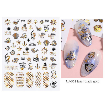 3D Nyári Virágok Körömlakk Matricák Geometrikus Kék Levelek Százszorszép Design Matricák Virágzó Sakura Dekoráció Barkács pakolások CHF844-853