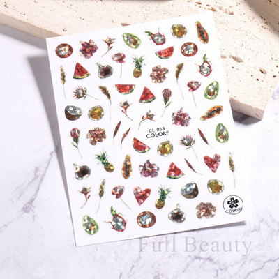 3D Nyári Virágok Körömlakk Matricák Geometrikus Kék Levelek Százszorszép Design Matricák Virágzó Sakura Dekoráció Barkács pakolások CHF844-853