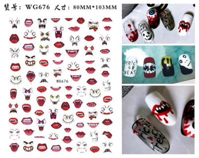 Autocolante Nail Art Accesorii Halloween Nails Art Manichiura Spate Lipici Decal Decoratiuni Autocolante pentru unghii Sfaturi Autocolant de frumusete