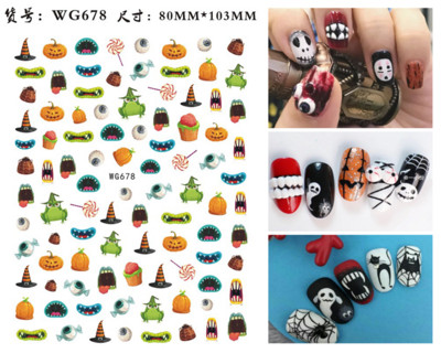 Autocolante Nail Art Accesorii Halloween Nails Art Manichiura Spate Lipici Decal Decoratiuni Autocolante pentru unghii Sfaturi Autocolant de frumusete