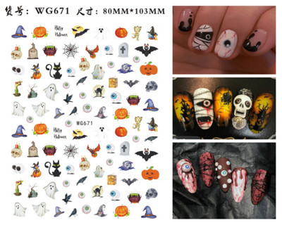 Autocolante Nail Art Accesorii Halloween Nails Art Manichiura Spate Lipici Decal Decoratiuni Autocolante pentru unghii Sfaturi Autocolant de frumusete