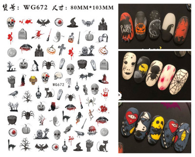 Autocolante Nail Art Accesorii Halloween Nails Art Manichiura Spate Lipici Decal Decoratiuni Autocolante pentru unghii Sfaturi Autocolant de frumusete