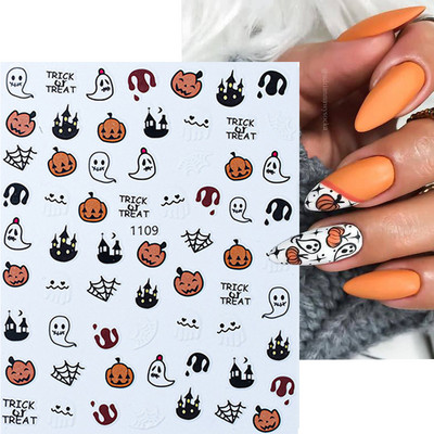 Autocolante Nail Art Accesorii Halloween Nails Art Manichiura Spate Lipici Decal Decoratiuni Autocolante pentru unghii Sfaturi Autocolant de frumusete