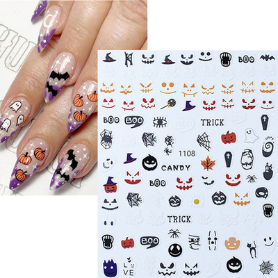 Autocolante Nail Art Accesorii Halloween Nails Art Manichiura Spate Lipici Decal Decoratiuni Autocolante pentru unghii Sfaturi Autocolant de frumusete