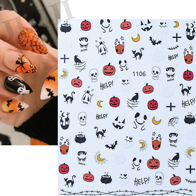 Autocolante Nail Art Accesorii Halloween Nails Art Manichiura Spate Lipici Decal Decoratiuni Autocolante pentru unghii Sfaturi Autocolant de frumusete
