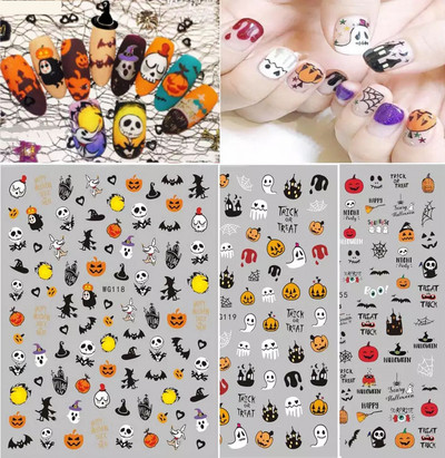 Autocolante Nail Art Accesorii Halloween Nails Art Manichiura Spate Lipici Decal Decoratiuni Autocolante pentru unghii Sfaturi Autocolant de frumusete