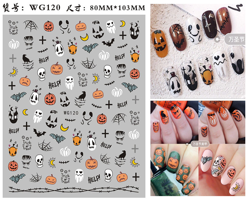 Autocolante Nail Art Accesorii Halloween Nails Art Manichiura Spate Lipici Decal Decoratiuni Autocolante pentru unghii Sfaturi Autocolant de frumusete