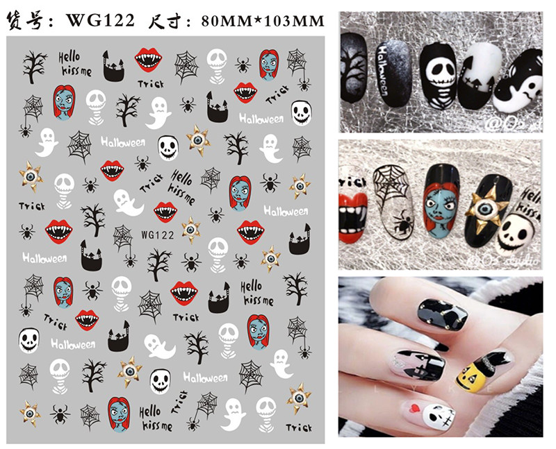 Autocolante Nail Art Accesorii Halloween Nails Art Manichiura Spate Lipici Decal Decoratiuni Autocolante pentru unghii Sfaturi Autocolant de frumusete