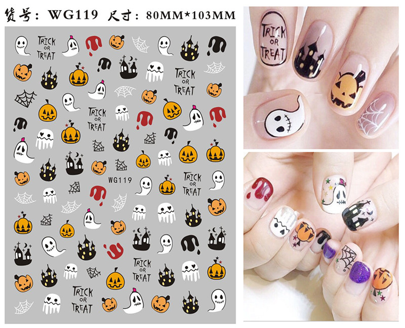 Autocolante Nail Art Accesorii Halloween Nails Art Manichiura Spate Lipici Decal Decoratiuni Autocolante pentru unghii Sfaturi Autocolant de frumusete