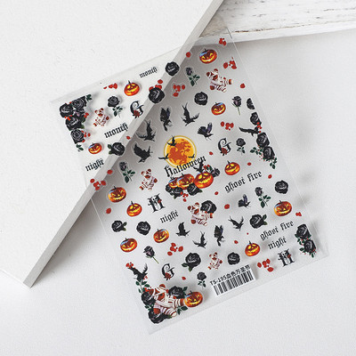 1 τεμ. Αυτοκόλλητο νυχιών Corpse Bride Abstract Girl Butterfly Flower Rose Nail Art Decal Decal Μανικιούρ Διακοσμήσεις Νυχιών Σχεδιαστής