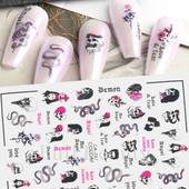 Αυτοκόλλητο αποκριών για νύχια Anime Τρομακτικά Skull Sliders For Nails Σχέδιο ταινιών τρόμου Ghost Pumpkin Snakes Χαλκομανίες Foils GLCA732