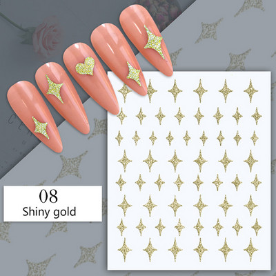 Harunouta Geometrics Γαλλικά τρισδιάστατα αυτοκόλλητα νυχιών Flower Leaves Slider for Nails Άνοιξη Καλοκαίρι Διακόσμηση νυχιών DIY Tip Μανικιούρ