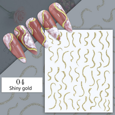 Harunouta Geometrics Γαλλικά τρισδιάστατα αυτοκόλλητα νυχιών Flower Leaves Slider for Nails Άνοιξη Καλοκαίρι Διακόσμηση νυχιών DIY Tip Μανικιούρ