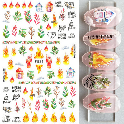 Harunouta Geometrics Γαλλικά τρισδιάστατα αυτοκόλλητα νυχιών Flower Leaves Slider for Nails Άνοιξη Καλοκαίρι Διακόσμηση νυχιών DIY Tip Μανικιούρ