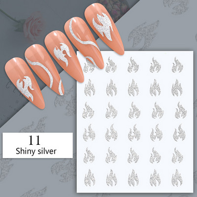 Harunouta Geometrics Γαλλικά τρισδιάστατα αυτοκόλλητα νυχιών Flower Leaves Slider for Nails Άνοιξη Καλοκαίρι Διακόσμηση νυχιών DIY Tip Μανικιούρ