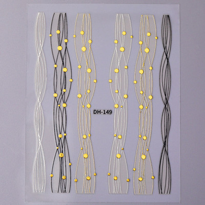 Αυτοκόλλητα νυχιών με λωρίδες γαλλικής γραμμής 3D χρυσό ασημί μεταλλικές γραμμές Αυτοκόλλητα μεταφοράς νυχιών πολλαπλών μεγεθών λωρίδα κυματιστή διακόσμηση Συμβουλές για αυτοκόλλητα