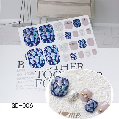 1 leht Täiskattega varbaküüneküün Sädelev varbaküünte kleebis Sädelev jalakleebised Tumeroosa Seksikas suvestiilis maniküür Drop Ship