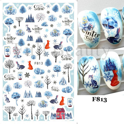 Χαριτωμένα αυτοκόλλητα νυχιών Πιγκουίνοι γάτας Πρωτοχρονιάτικη διακόσμηση 2023 Reflective Glitter Sliders Santa Claus Χειμερινά αυτοκόλλητα μανικιούρ NLLS-J45