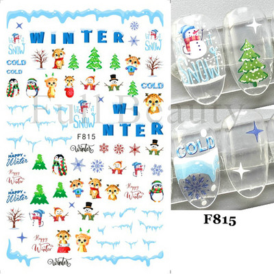 Χαριτωμένα αυτοκόλλητα νυχιών Πιγκουίνοι γάτας Πρωτοχρονιάτικη διακόσμηση 2023 Reflective Glitter Sliders Santa Claus Χειμερινά αυτοκόλλητα μανικιούρ NLLS-J45