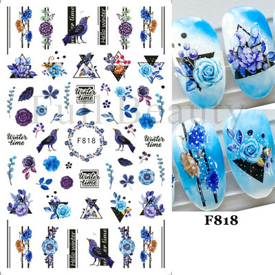 Χαριτωμένα αυτοκόλλητα νυχιών Πιγκουίνοι γάτας Πρωτοχρονιάτικη διακόσμηση 2023 Reflective Glitter Sliders Santa Claus Χειμερινά αυτοκόλλητα μανικιούρ NLLS-J45