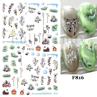 Χαριτωμένα αυτοκόλλητα νυχιών Πιγκουίνοι γάτας Πρωτοχρονιάτικη διακόσμηση 2023 Reflective Glitter Sliders Santa Claus Χειμερινά αυτοκόλλητα μανικιούρ NLLS-J45