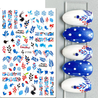 Χαριτωμένα αυτοκόλλητα νυχιών Πιγκουίνοι γάτας Πρωτοχρονιάτικη διακόσμηση 2023 Reflective Glitter Sliders Santa Claus Χειμερινά αυτοκόλλητα μανικιούρ NLLS-J45