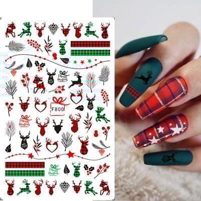 Χαριτωμένα αυτοκόλλητα νυχιών Πιγκουίνοι γάτας Πρωτοχρονιάτικη διακόσμηση 2023 Reflective Glitter Sliders Santa Claus Χειμερινά αυτοκόλλητα μανικιούρ NLLS-J45