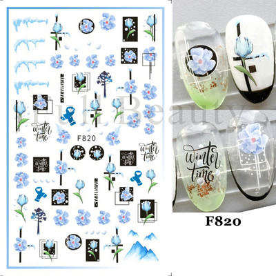 Χαριτωμένα αυτοκόλλητα νυχιών Πιγκουίνοι γάτας Πρωτοχρονιάτικη διακόσμηση 2023 Reflective Glitter Sliders Santa Claus Χειμερινά αυτοκόλλητα μανικιούρ NLLS-J45