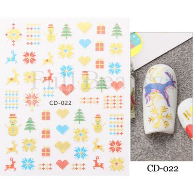 Χαριτωμένα αυτοκόλλητα νυχιών Πιγκουίνοι γάτας Πρωτοχρονιάτικη διακόσμηση 2023 Reflective Glitter Sliders Santa Claus Χειμερινά αυτοκόλλητα μανικιούρ NLLS-J45