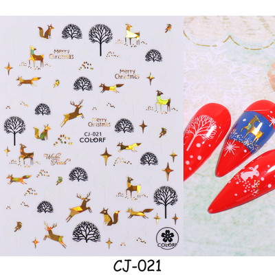 Χαριτωμένα αυτοκόλλητα νυχιών Πιγκουίνοι γάτας Πρωτοχρονιάτικη διακόσμηση 2023 Reflective Glitter Sliders Santa Claus Χειμερινά αυτοκόλλητα μανικιούρ NLLS-J45