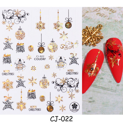 Χαριτωμένα αυτοκόλλητα νυχιών Πιγκουίνοι γάτας Πρωτοχρονιάτικη διακόσμηση 2023 Reflective Glitter Sliders Santa Claus Χειμερινά αυτοκόλλητα μανικιούρ NLLS-J45