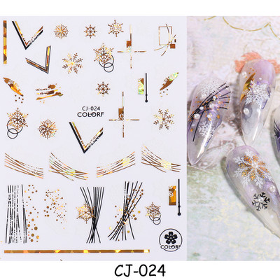 Χαριτωμένα αυτοκόλλητα νυχιών Πιγκουίνοι γάτας Πρωτοχρονιάτικη διακόσμηση 2023 Reflective Glitter Sliders Santa Claus Χειμερινά αυτοκόλλητα μανικιούρ NLLS-J45