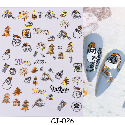 Χαριτωμένα αυτοκόλλητα νυχιών Πιγκουίνοι γάτας Πρωτοχρονιάτικη διακόσμηση 2023 Reflective Glitter Sliders Santa Claus Χειμερινά αυτοκόλλητα μανικιούρ NLLS-J45