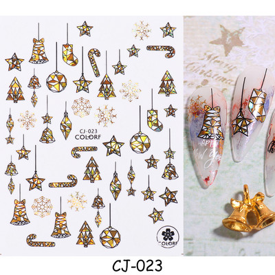 Χαριτωμένα αυτοκόλλητα νυχιών Πιγκουίνοι γάτας Πρωτοχρονιάτικη διακόσμηση 2023 Reflective Glitter Sliders Santa Claus Χειμερινά αυτοκόλλητα μανικιούρ NLLS-J45