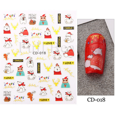 Χαριτωμένα αυτοκόλλητα νυχιών Πιγκουίνοι γάτας Πρωτοχρονιάτικη διακόσμηση 2023 Reflective Glitter Sliders Santa Claus Χειμερινά αυτοκόλλητα μανικιούρ NLLS-J45