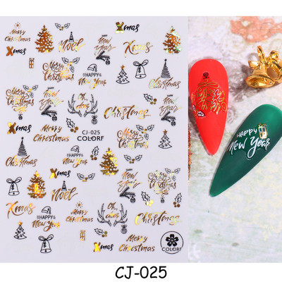 Χαριτωμένα αυτοκόλλητα νυχιών Πιγκουίνοι γάτας Πρωτοχρονιάτικη διακόσμηση 2023 Reflective Glitter Sliders Santa Claus Χειμερινά αυτοκόλλητα μανικιούρ NLLS-J45