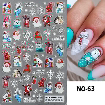 Χαριτωμένα αυτοκόλλητα νυχιών Πιγκουίνοι γάτας Πρωτοχρονιάτικη διακόσμηση 2023 Reflective Glitter Sliders Santa Claus Χειμερινά αυτοκόλλητα μανικιούρ NLLS-J45