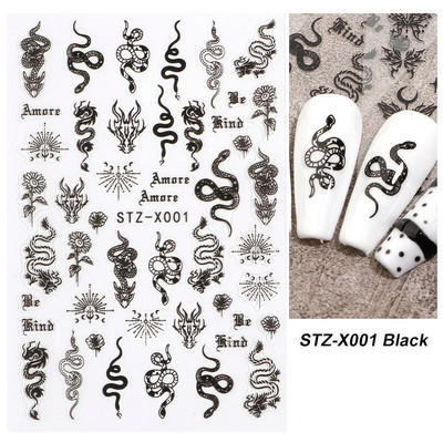 3D Marble Nail Art Sliders Πολύχρωμα ανθισμένα αυτοκόλλητα κύμα Χρυσά φύλλα γράμματα πεταλούδα αυτοκόλλητα αυτοκόλλητα Διακόσμηση LASTZ-CS201