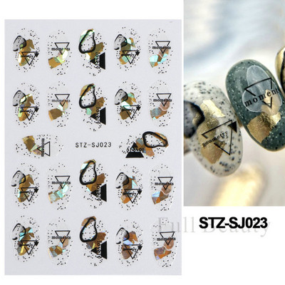 3D Marble Nail Art Sliders Πολύχρωμα ανθισμένα αυτοκόλλητα κύμα Χρυσά φύλλα γράμματα πεταλούδα αυτοκόλλητα αυτοκόλλητα Διακόσμηση LASTZ-CS201