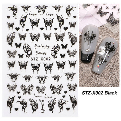 3D Marble Nail Art Sliders Πολύχρωμα ανθισμένα αυτοκόλλητα κύμα Χρυσά φύλλα γράμματα πεταλούδα αυτοκόλλητα αυτοκόλλητα Διακόσμηση LASTZ-CS201