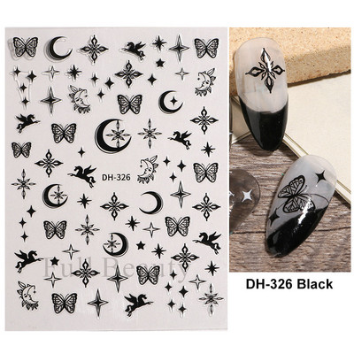 3D Marble Nail Art Sliders Πολύχρωμα ανθισμένα αυτοκόλλητα κύμα Χρυσά φύλλα γράμματα πεταλούδα αυτοκόλλητα αυτοκόλλητα Διακόσμηση LASTZ-CS201