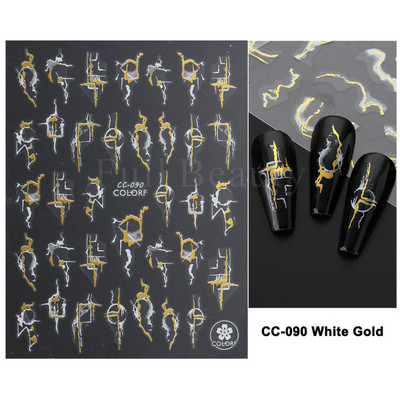 3D Marble Nail Art Sliders Πολύχρωμα ανθισμένα αυτοκόλλητα κύμα Χρυσά φύλλα γράμματα πεταλούδα αυτοκόλλητα αυτοκόλλητα Διακόσμηση LASTZ-CS201