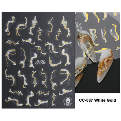 3D Marble Nail Art Sliders Πολύχρωμα ανθισμένα αυτοκόλλητα κύμα Χρυσά φύλλα γράμματα πεταλούδα αυτοκόλλητα αυτοκόλλητα Διακόσμηση LASTZ-CS201