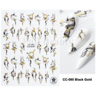 3D Marble Nail Art Sliders Πολύχρωμα ανθισμένα αυτοκόλλητα κύμα Χρυσά φύλλα γράμματα πεταλούδα αυτοκόλλητα αυτοκόλλητα Διακόσμηση LASTZ-CS201