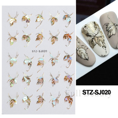 3D Marble Nail Art Sliders Πολύχρωμα ανθισμένα αυτοκόλλητα κύμα Χρυσά φύλλα γράμματα πεταλούδα αυτοκόλλητα αυτοκόλλητα Διακόσμηση LASTZ-CS201