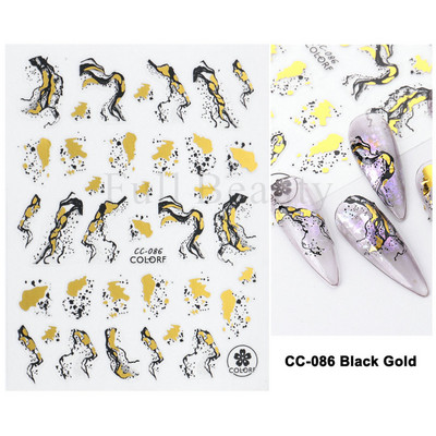 3D Marble Nail Art Sliders Πολύχρωμα ανθισμένα αυτοκόλλητα κύμα Χρυσά φύλλα γράμματα πεταλούδα αυτοκόλλητα αυτοκόλλητα Διακόσμηση LASTZ-CS201