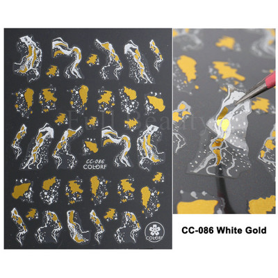 3D Marble Nail Art Sliders Πολύχρωμα ανθισμένα αυτοκόλλητα κύμα Χρυσά φύλλα γράμματα πεταλούδα αυτοκόλλητα αυτοκόλλητα Διακόσμηση LASTZ-CS201