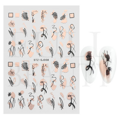 3D Marble Nail Art Sliders Πολύχρωμα ανθισμένα αυτοκόλλητα κύμα Χρυσά φύλλα γράμματα πεταλούδα αυτοκόλλητα αυτοκόλλητα Διακόσμηση LASTZ-CS201